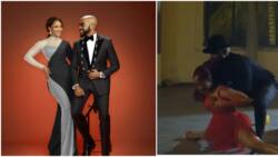 My pants tore even though Adesua did the split, Banky W shares funny BTS clip from music video shoot with wife Adesua