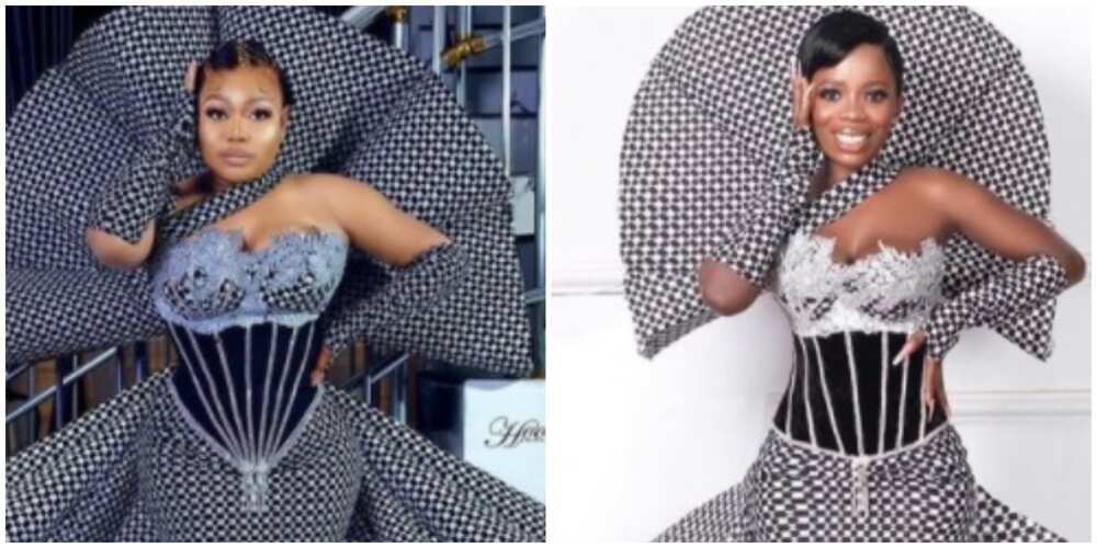 Photos of Ruth Kadiri and the lady who recreated her dress.