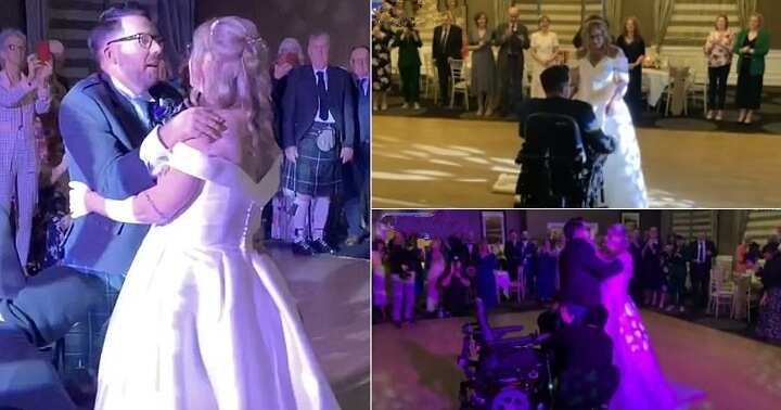 Groom in wheelchair dances on his wedding day.