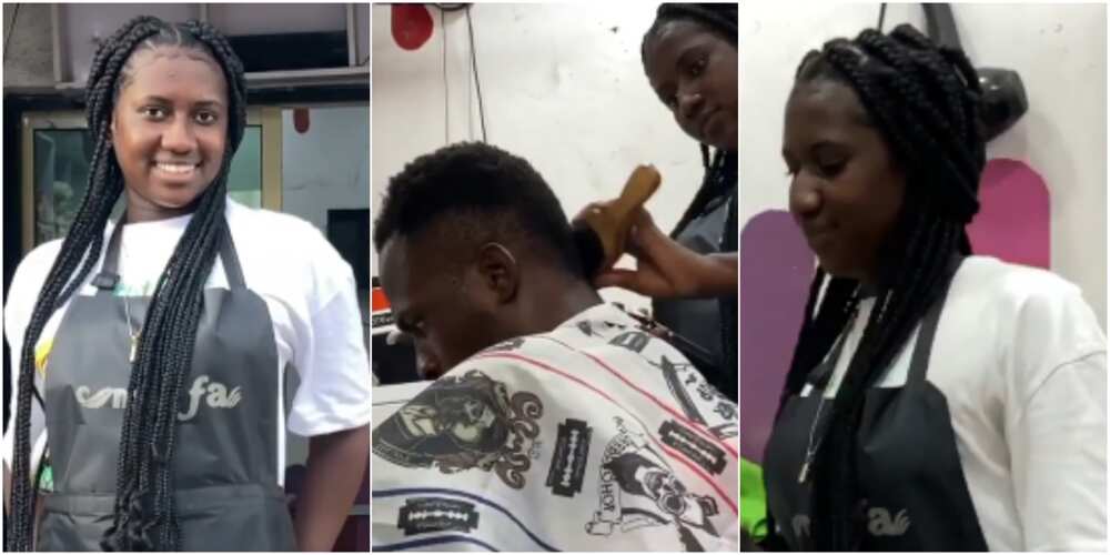 The young female barber is training girls for free