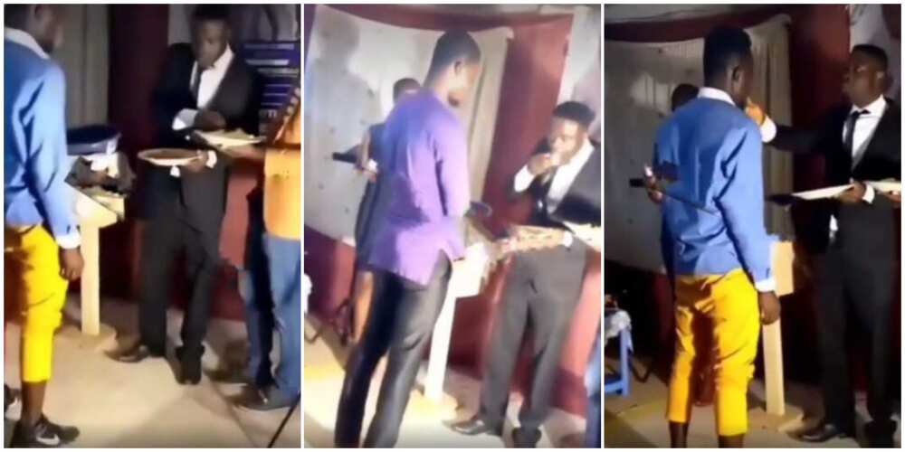 Reactions as 'pastor' takes eba, makes church members lick his finger as communion, video causes stir