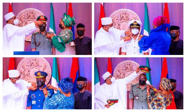 Presidency releases photos of service chiefs decorated by Buhari