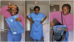Lady who relocated to UK becomes certified midwife, dances and shows off her blue uniforms