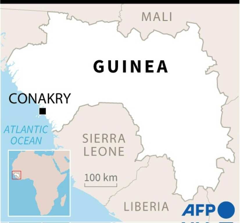 Map of Guinea locating the capital Conakry