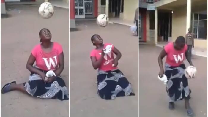 She's a sweet baller: Lady in skirt picks football, holds it on her head, juggles like Messi in stunning video
