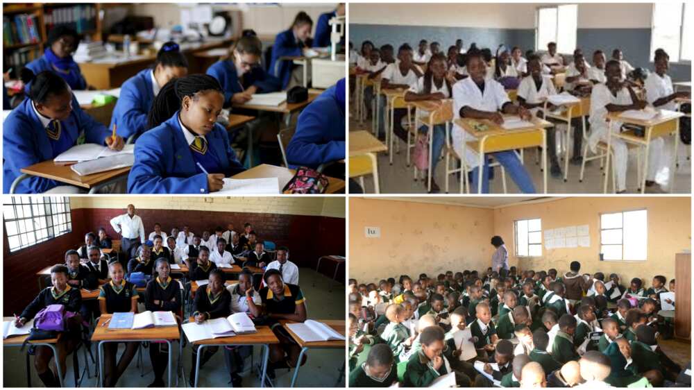 A collage of African students in classrooms. Photo sources: Magnus Foundation/Bookings Institution