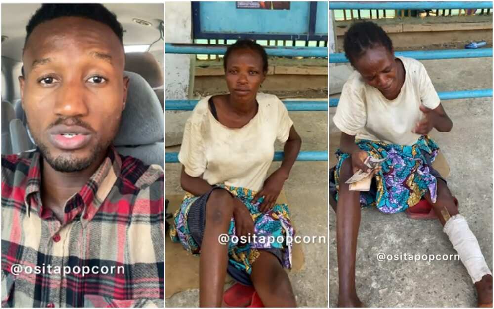 Kind Nigerian beggar gives up her snacks for another person.