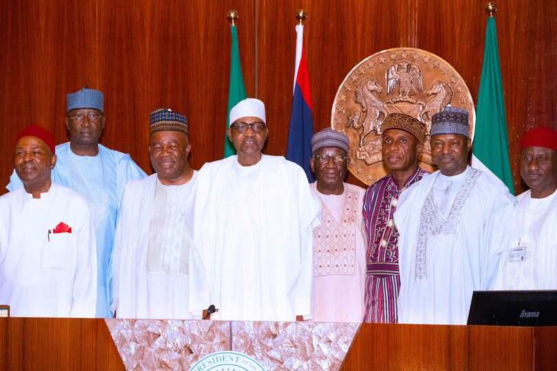 President Buhari, outgoing ministers