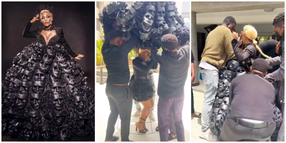 AMVCA 2022: Viral video shows 5 men dressing Ifu Ennada in controversial dress