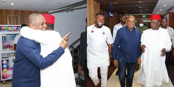 Breaking: Gov. Umahi meets Sen Orji Kalu; hosts him to dinner