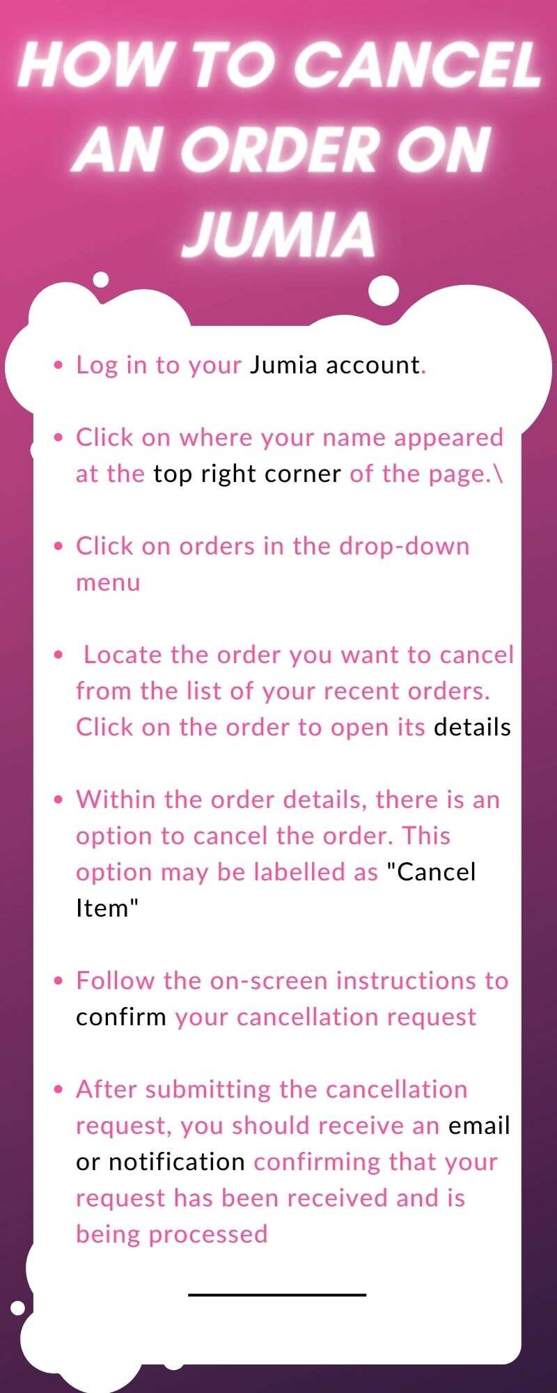 How to cancel an order on Jumia