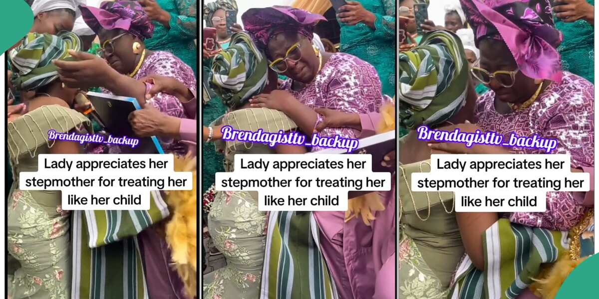 WATCH: Nigerian bride praises step-mum for treating her like daughter, kneels to greet her