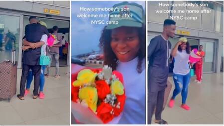 "Lock the door & make him happy": Man storms airport, welcomes his girl home after NYSC camp, video goes viral