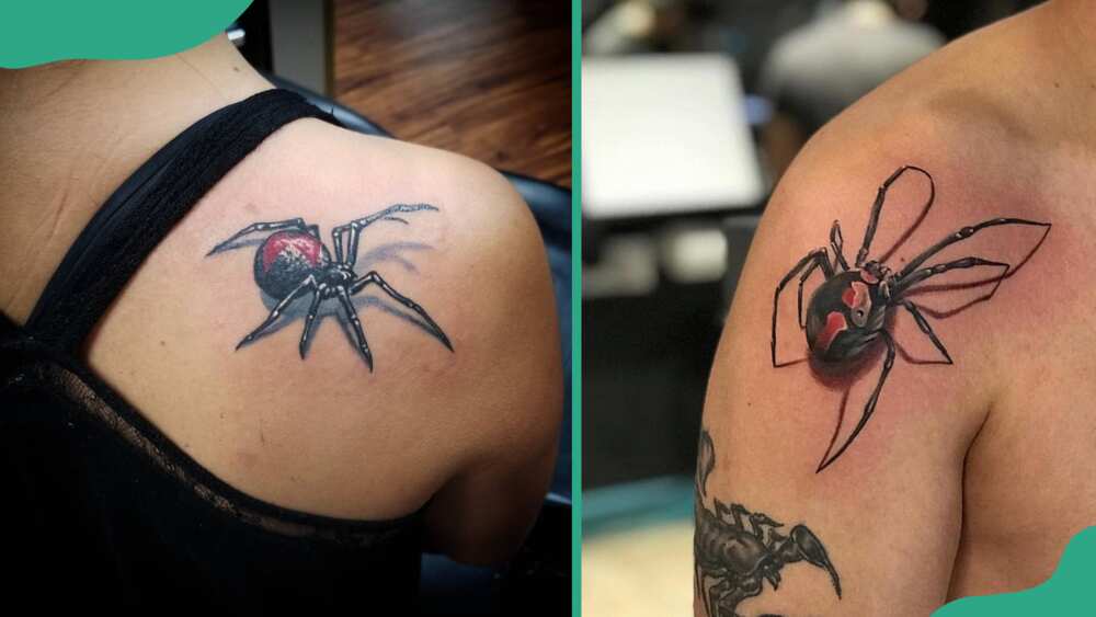 Shoulder spider tattoos