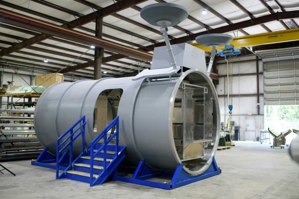 A mock-up trainer module of Gateway's Habitation and Logistics Outpost (HALO) module in Houston, Texas