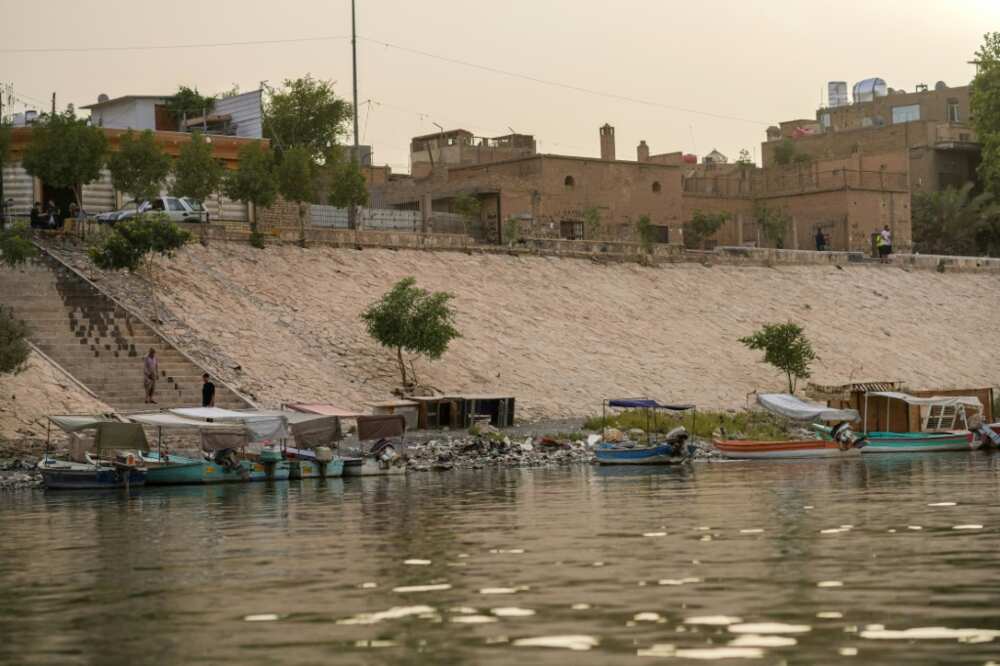 Concrete buildings dominate in most of Iraq such as in this riverside district of the capital Baghdad