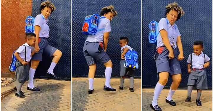 Mother rocks school uniform with son,
Julz woods