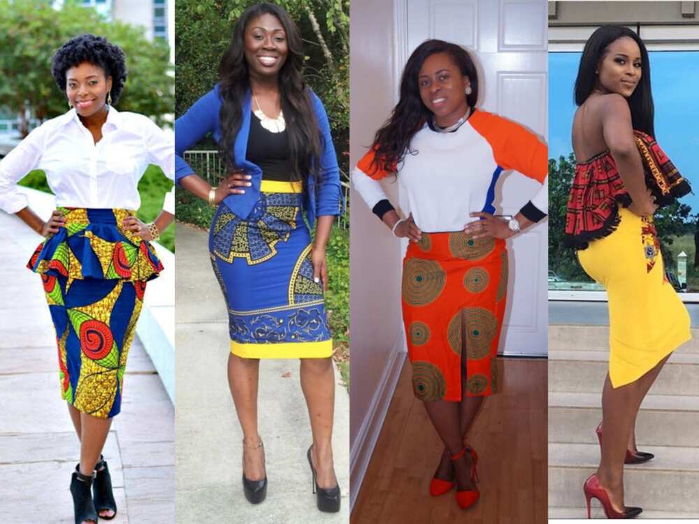 Ankara plain and patterned skirt and blouse designs - Legit.ng