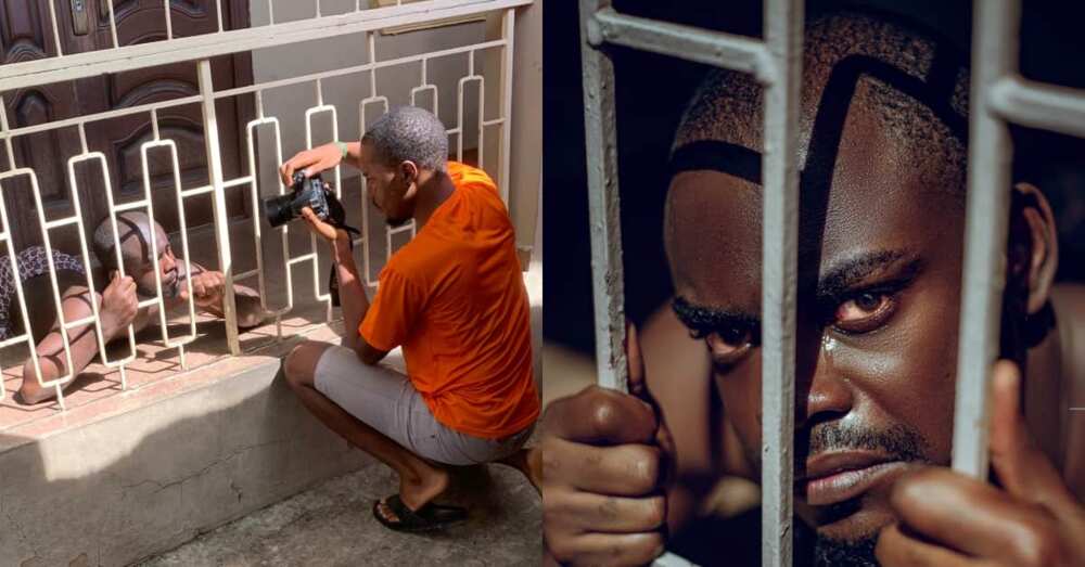 This is so Creative: Photographer Creates Prison Scene as He Takes Photo of Man Behind Bars, Many react