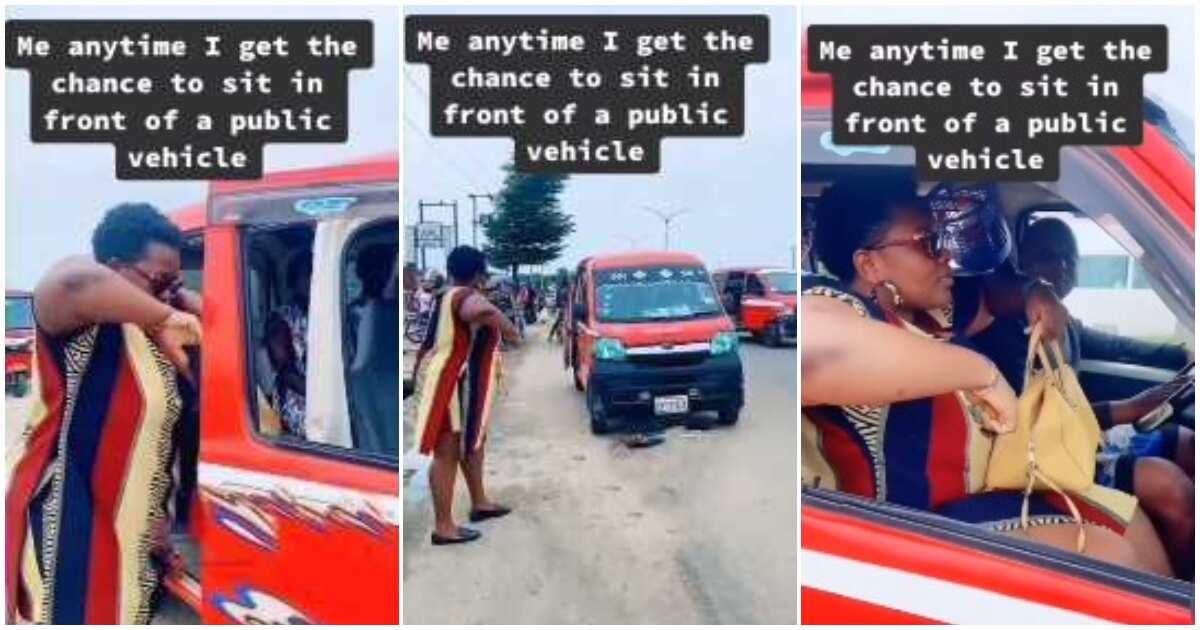 Video shows woman with arms raised as she jumps on Buga challenge in a bus