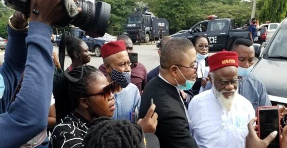 Photos as former governors arrives for Nnamdi Kanu's trial