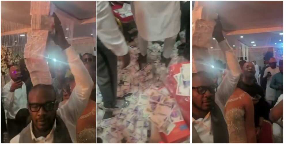 Money rained heavily on stage at a Nigerian party