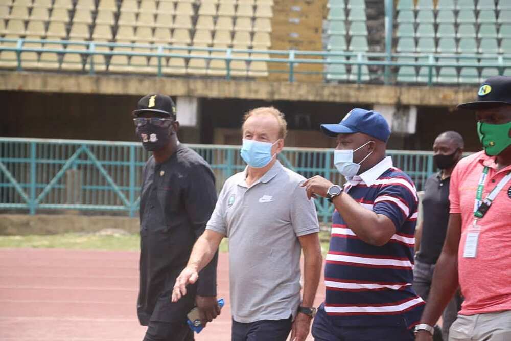 Gernot Rohr, Super Eagles coach, inspects Teslim Balogun stadium ahead of Lesotho tie