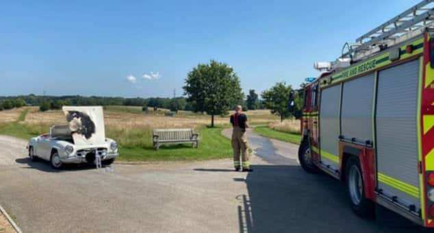 Bride arrives late to her wedding after car overheats, catches fire