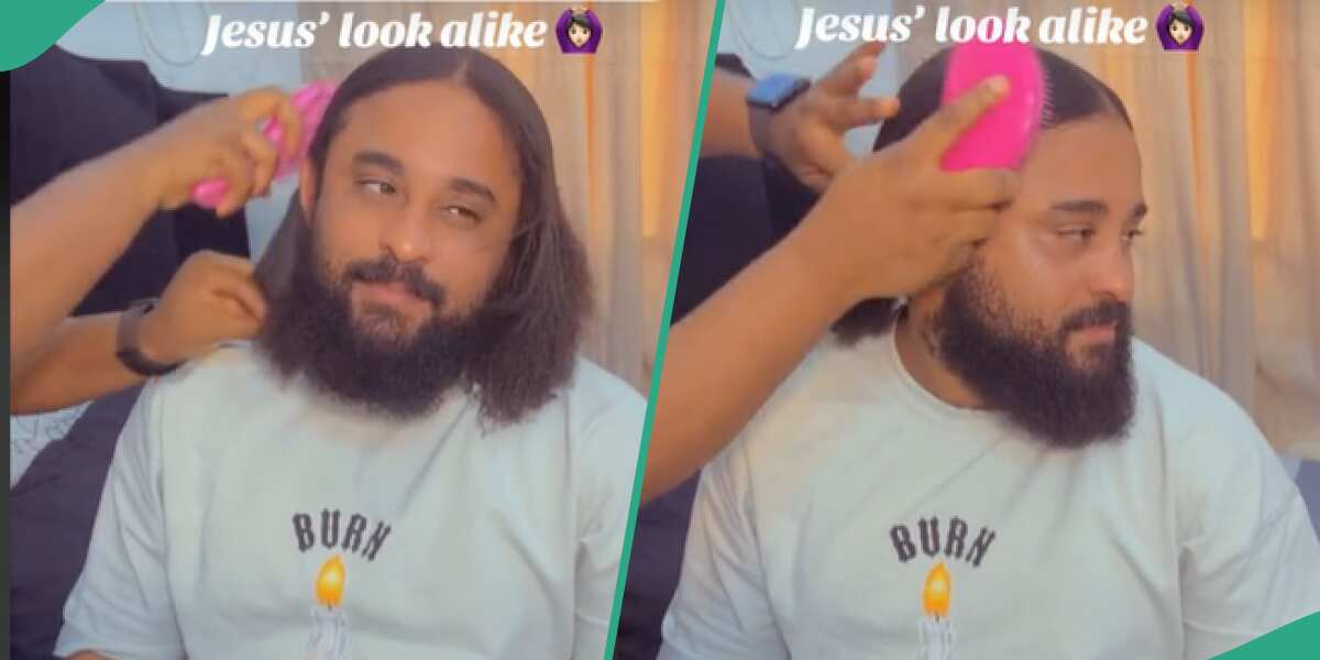 See the video of a woman who said her husband looks like Jesus, combs his hair