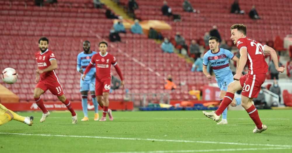 Diogo Jota scored dramatic late winner as Liverpool beat WestHam 2-1