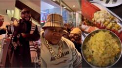Davido, Cubana Chiefpriest Storm Old Trafford To Support Ronaldo As They Are Treated To Delicious Meals in VIP