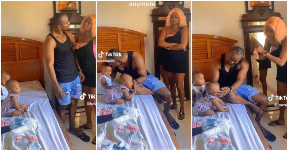 Mum of twins, mum drags husband, twins, attention