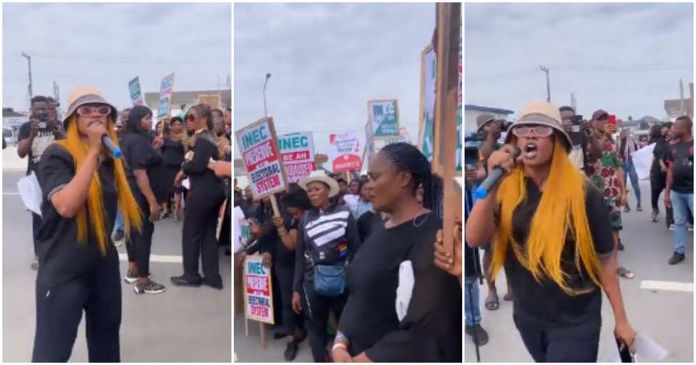 Tacha begs INEC, Tach protests on the street