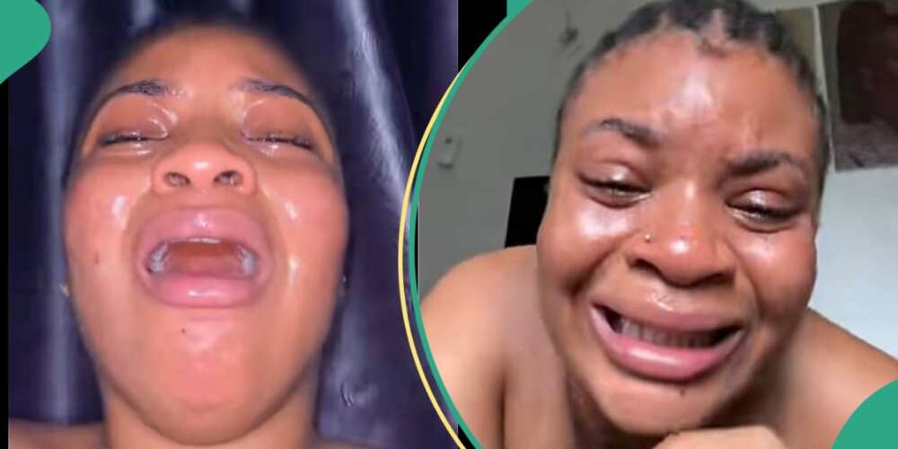 Lady cries bitterly after boyfriend ended relationship
