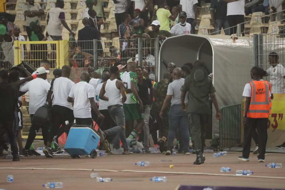 Fans pitch invasion Fans pitch invasion