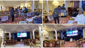 Living room like football field: Moment billionaire Olu Okeowo received KWAM1’s boys in his luxury home