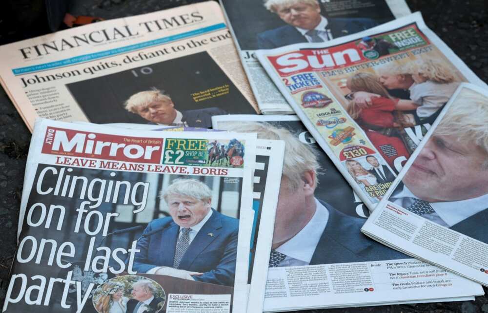 Johnson's resignation dominated UK newspapers on Friday