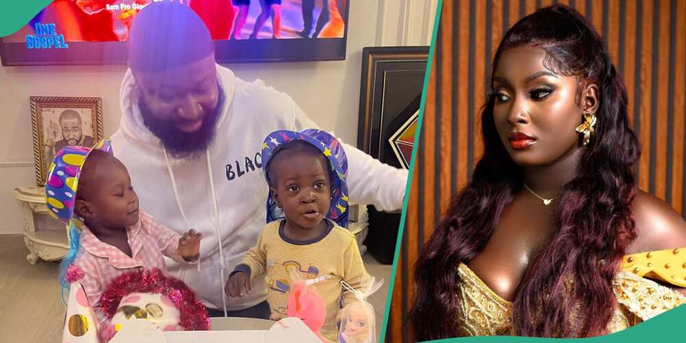Harrysong marks children's day with his kids.