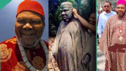 "There is a mistake": Nigerians react to human-size sculpture of Pete Edochie Enugu lady moulded