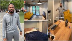 "I pay N1.8m monthly rent in UK": Man shows tiny London apartment with cool interior decor and clean bathtub