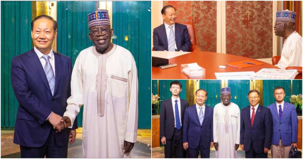 Bola Tinubu, the Special Envoy of Chinese President XI Jinping and Vice Chairman of Chinese National People's Congress, HE Peng Qinghua