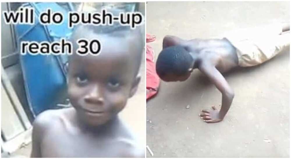 Photos of an energetic boy doing pushing ups.