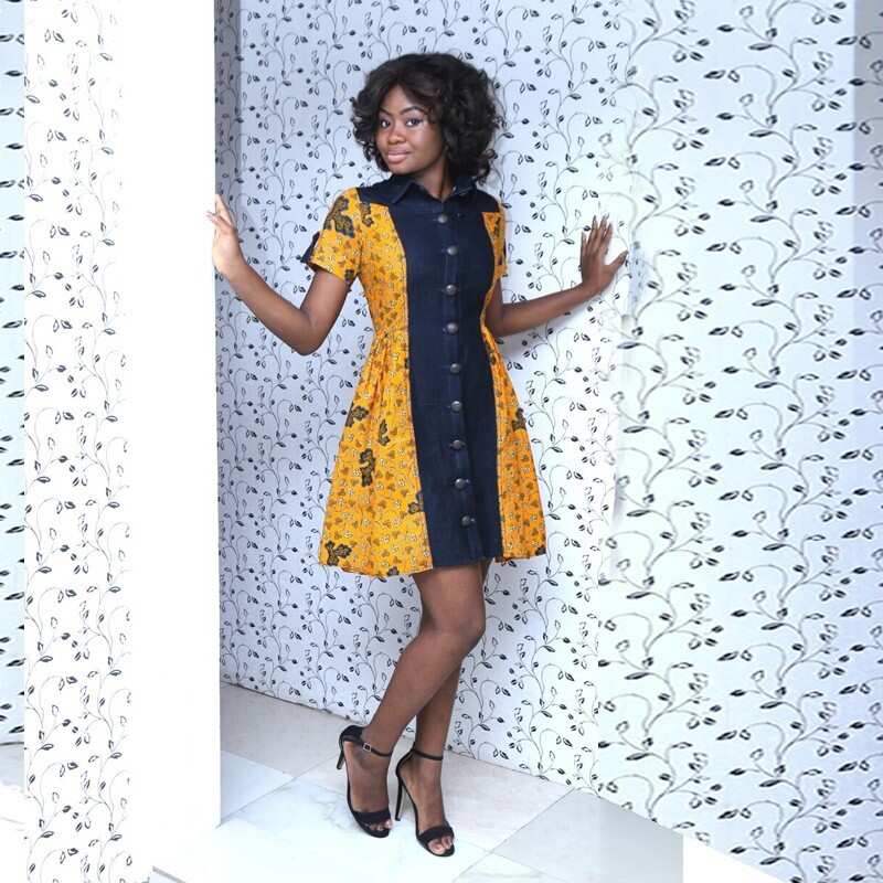 Jeans gown 2024 with ankara