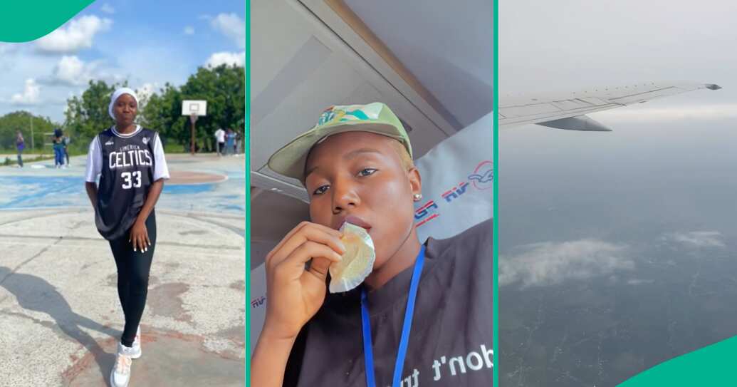 OMG! Spirited NYSC corper, having completed her orientation camp, embarked on an Air Peace flight back home