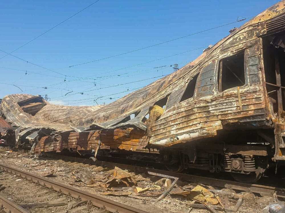 Ukraine's state railway company said three of its employees were killed and four others injured