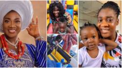 "Age is not a number": Mercy Johnson reacts as she races with her youngest daughter in bouncing castle