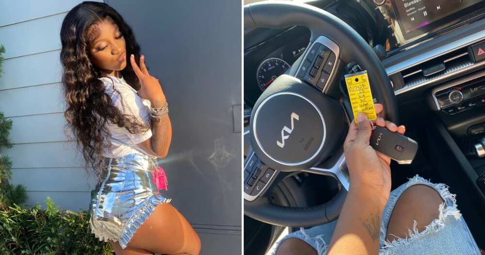 20-year-old buys new car, lady buys new car, lady flaunts her car