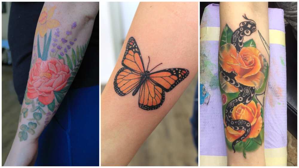Female meaningful forearm tattoos