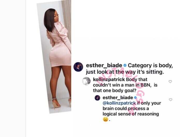 BBNaija’s Esther responds to troll who slammed her for praising her body (photos)