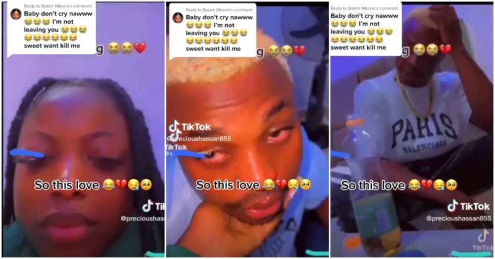 Nigerian man cries hard, man cries, girlfriend threatened to dump him